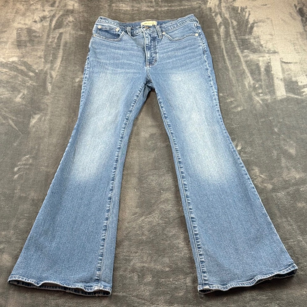 Madewell Skinny Flare Jeans Medium Wash High Rise Size 28 Blue Denim